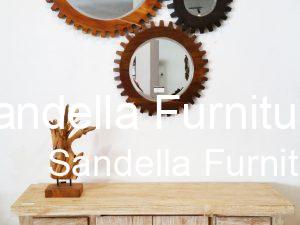 Rustic Whitewash buffet Table with Gear Mirror