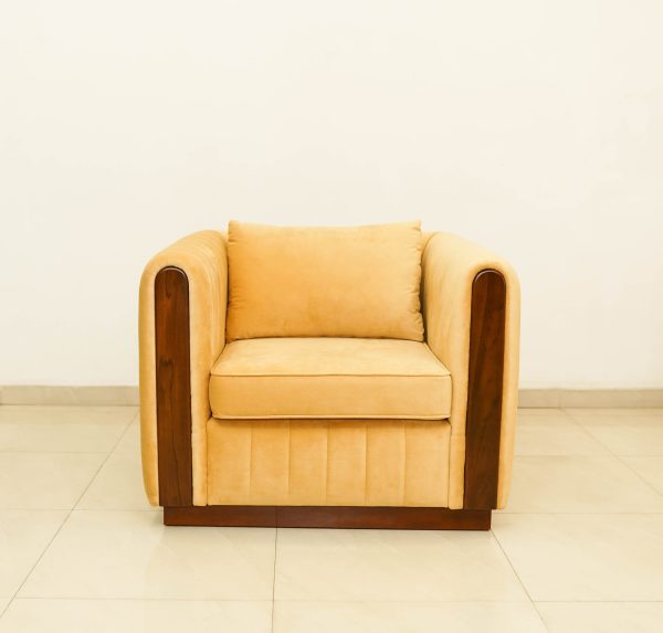 Cream colour fabric single seat sofa