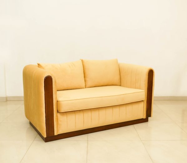 Yellow modern fabric sofa two seater